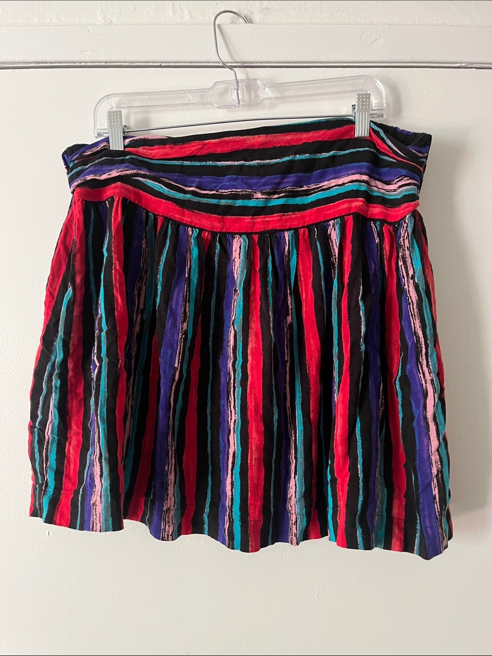 Pure Energy Multicolor Striped Circle Skirt — Red, Blue & Purple Accents